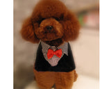 Pet Clothes Wedding Dog Tuxedo Shirts with Red Bow Tie - Black