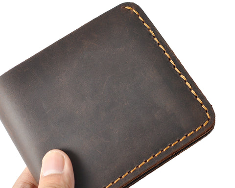 Classic Handmade Synthetic Leather Bifold Wallet for Men - Black