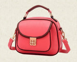 Vintage PU Leather Crossbody Satchel Bag - Red