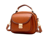 Vintage PU Leather Crossbody Satchel Bag - Brown