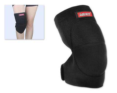 Adjustable Sports Thick Sponge Leg Knee Pads Braces Protector-L+Black