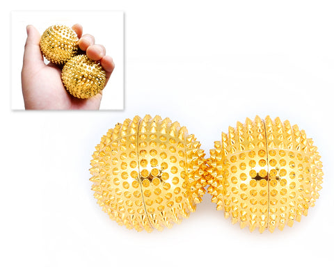 2 Pcs Magnetic Massage Palm Exerciser Ball - Gold