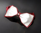 Swarovski Crystal Rhinestones Wedding Bow Tie for Men - White & Red