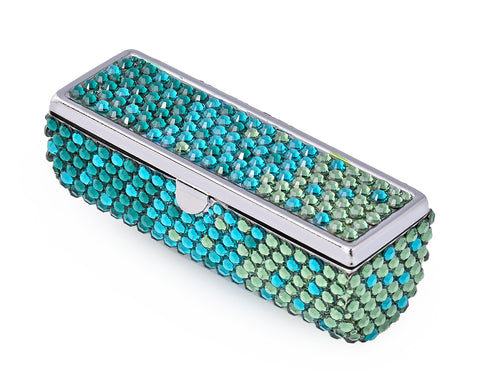 Gradation Swarovski Crystal Lipstick Case With Mirror - Green