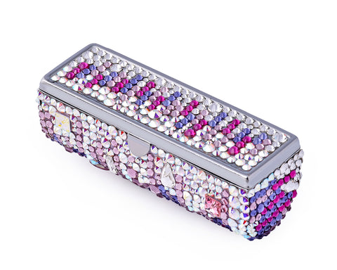 Medley Swarovski Crystal Lipstick Case With Mirror - Purple