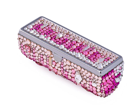 Medley Swarovski Crystal Lipstick Case With Mirror - Pink