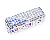 Diamond Swarovski Crystal Lipstick Case With Mirror - White