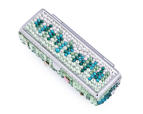 Medley Swarovski Crystal Lipstick Case With Mirror - Green