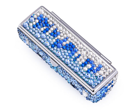 Medley Swarovski Crystal Lipstick Case With Mirror - Blue