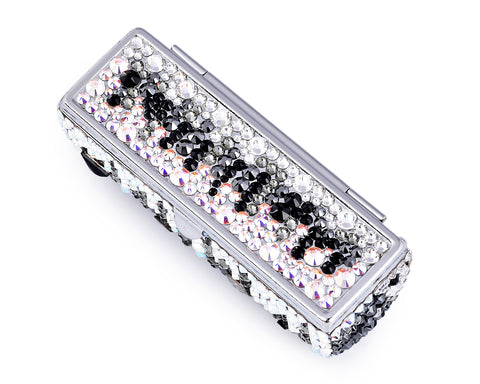 Medley Swarovski Crystal Lipstick Case With Mirror - Black