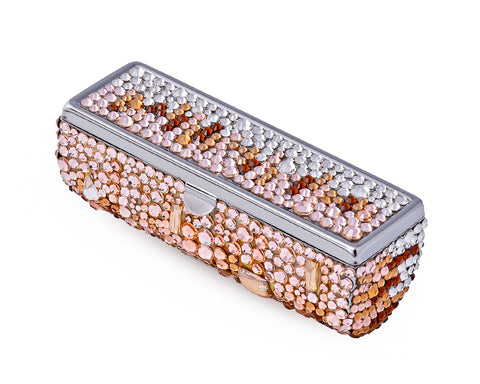 Medley Swarovski Crystal Lipstick Case With Mirror - Brown