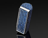 Classic Bling Swarovski Crystal Lipstick Case With Mirror - Navy Blue