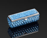 Classic Bling Swarovski Crystal Lipstick Case With Mirror - Sky Blue