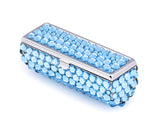 Classic Bling Swarovski Crystal Lipstick Case With Mirror - Sky Blue