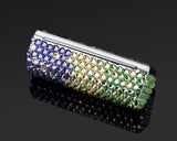 Gradation Swarovski Crystal Lipstick Case With Mirror - Green & Purple