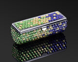 Gradation Swarovski Crystal Lipstick Case With Mirror - Green & Purple