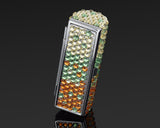 Gradation Swarovski Crystal Lipstick Case With Mirror - Green & Orange