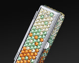 Gradation Swarovski Crystal Lipstick Case With Mirror - Green & Orange