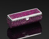 Classic Bling Swarovski Crystal Lipstick Case With Mirror - Purple