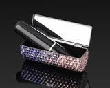 Gradation Swarovski Crystal Lipstick Case With Mirror - Purple