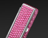 Classic Bling Swarovski Crystal Lipstick Case With Mirror - Rose Red