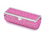 Classic Bling Swarovski Crystal Lipstick Case With Mirror - Rose Red