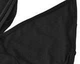 Black Deep V Halter Monokini Bathing Suit