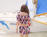 Light Floral Bikini Set with Cover Up Blouse and Shorts