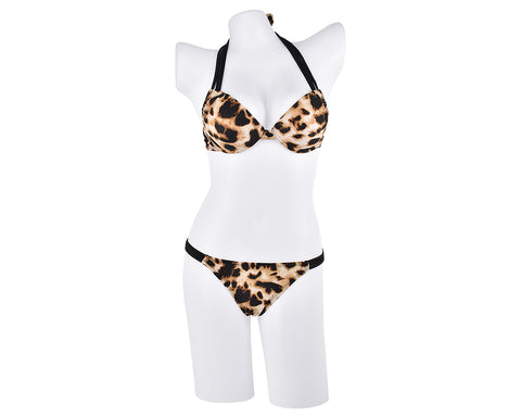 Leopard Print Strappy Halter Bikini Set