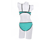 Spaghetti Strap Series Color Block Bikini Set - Mint