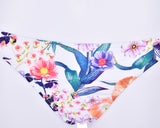 Floral Foliage Print High Neck Halter Bikini Set - White