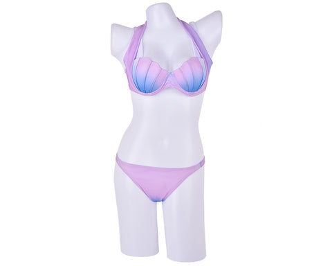 Purple Color Shell Design Bra Halter Bikini Set - B