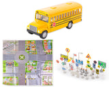 Blue Bird Vision School Bus with Road Signs Accessories Play Rug