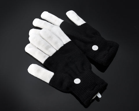 2 Pcs 6 Modes LED Flashing Finger Lighting Gloves - Black