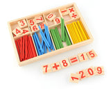 76 Pcs Wooden Counting Sticks and Tiles Preschool Educational Toy Set