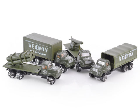 Set of 4 1:64 Military Vehicles Alloy Toy Car Model