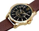 CURREN Fashion Analog Date Brown PU Leather Men Wrist Watch