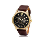 CURREN Fashion Analog Date Brown PU Leather Men Wrist Watch