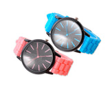 2Pcs Geneva Jelly Silicone Unisex Lover Wrist Watches