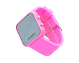 Unisex Silicone Band Mirror Dial LED Digital Sport Wrist Watch