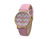 2Pcs Geneva Women Ladies Chevron Style Leather Wrist Watch