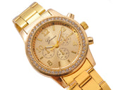 Geneva Women Classic Round CZ Quartz Alloy Band Watch