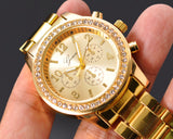 Geneva Women Classic Round CZ Quartz Alloy Band Watch