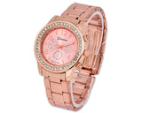 Geneva Women Classic Round CZ Quartz Alloy Band Watch