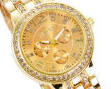 3 Pcs Classic Women Rhinestone Round CZ Quartz Dial Wrist Watches Set