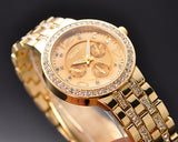 3 Pcs Classic Women Rhinestone Round CZ Quartz Dial Wrist Watches Set