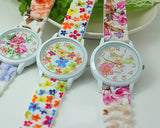 2 Pcs Geneva Nice Flower Silicone Analog Quartz Women Wrist Watches