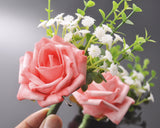 24 Pcs Bridal Wedding Flowers Bouquet - White Pink