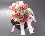 24 Pcs Bridal Wedding Flowers Bouquet - White Pink