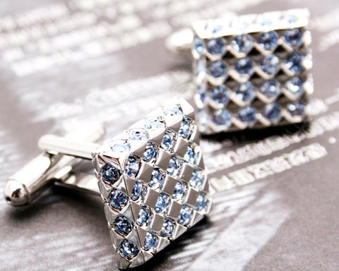 Sparkle Square Bling Swarovski Crystal Cufflinks